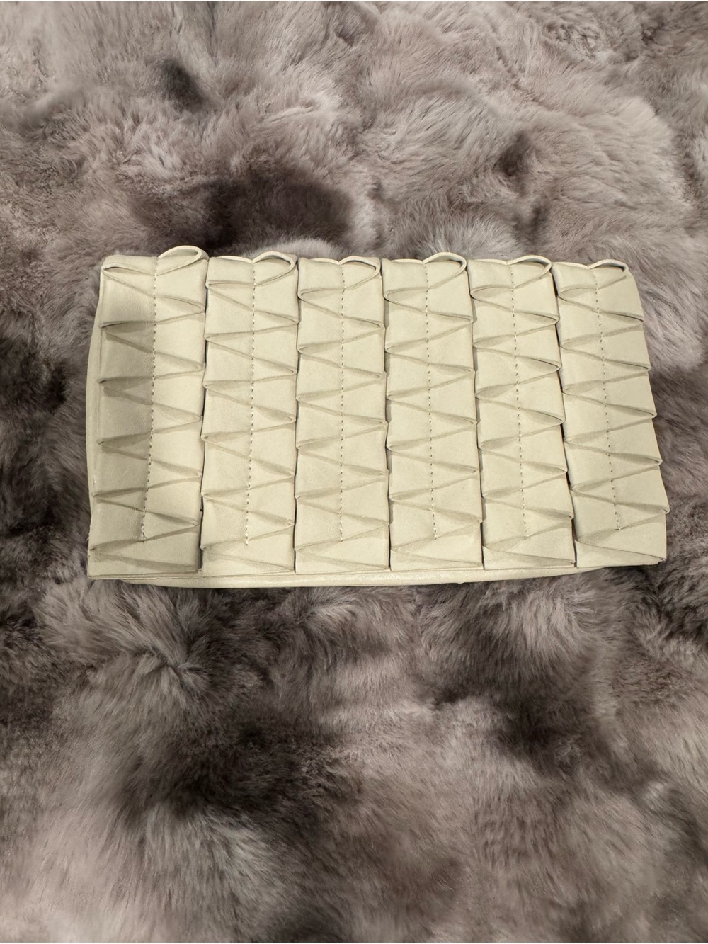 Street Level Woven Panel Cream Clutch